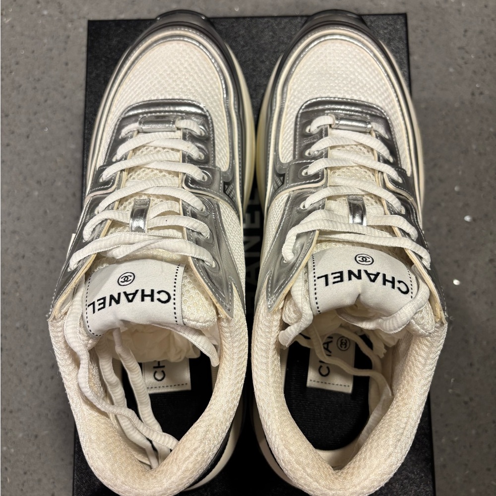 CHANEL Silver Mesh Sneakers - Picture 9 of 14
